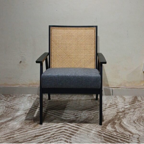 Solid Wood Cane Back Armchair for Home & Outdoor Use