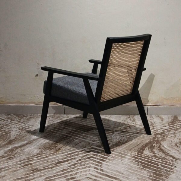 Solid Wood Cane Back Armchair for Home & Outdoor Use