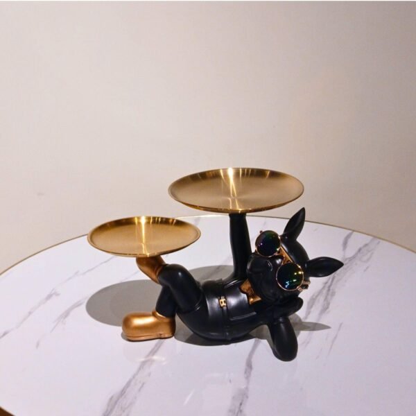 Resin Lazy Bulldog Storage Showpiece – Decorative Holder for Home, Office & Gifting (Black)