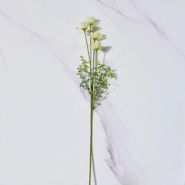 Artificial White Flower Stick – 5 Pc for Home, Wedding & Table Décor (Vase Not Included)