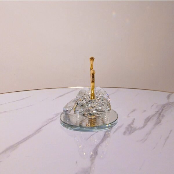 Crystal Swan Pair Showpiece – Glass Decor for Home, Car & Gifting (Golden Neck Swan)