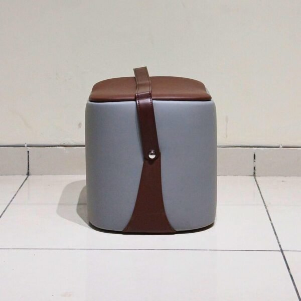 Leatherette Pouffe Stool – Multipurpose Ottoman & Footrest for Home & Office (Light Purple & Brown)