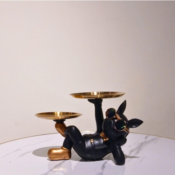 Resin Lazy Bulldog Storage Showpiece – Decorative Holder for Home, Office & Gifting (Black)