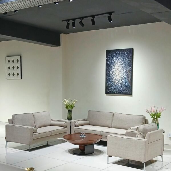 Modern Knock Down Fabric Sofa Set – 3+2+1 Seater for Living Room (Off White)