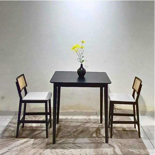 Solid Wood High Bar Table – 2 & 4 Seater, Black Finish for Kitchen & Dining