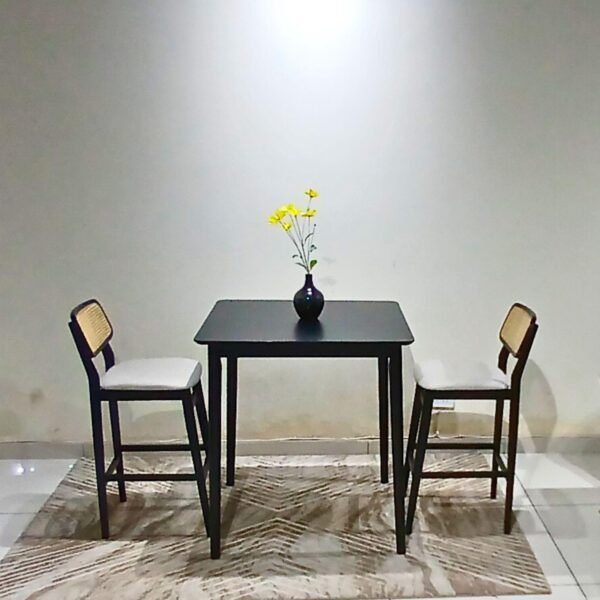 Solid Wood High Bar Table – 2 & 4 Seater, Black Finish for Kitchen & Dining