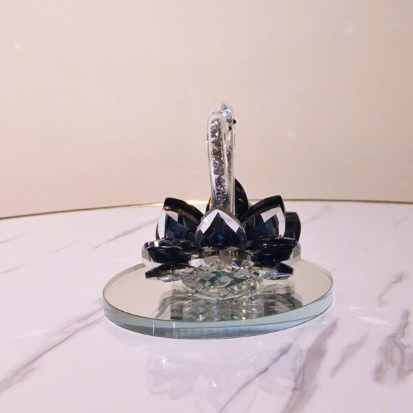 Crystal Swan Pair Showpiece – Glass Decor for Home, Car & Gifting (Black Swan)