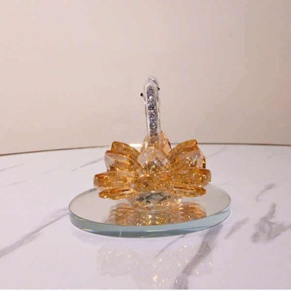 Crystal Swan Pair Showpiece – Glass Decor for Home, Car & Gifting (Yellow Swan)