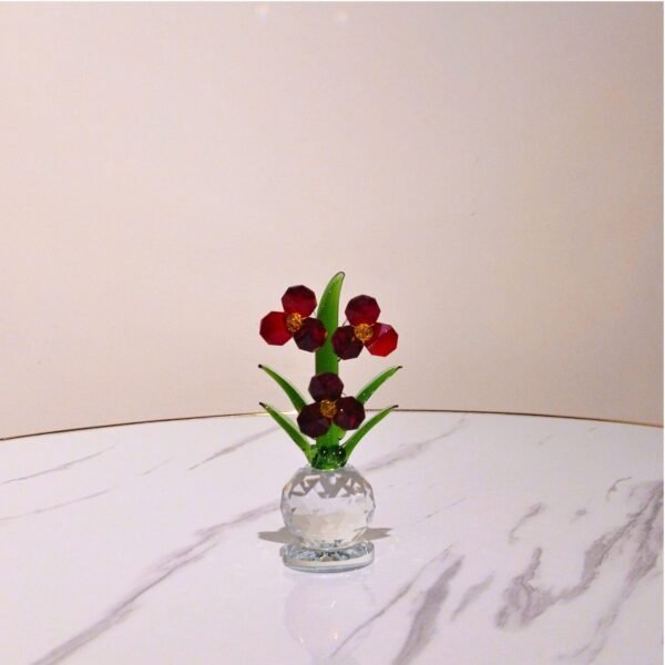 Crystal Flower Pot Showpiece – Glass Decor for Home, Car & Gifting