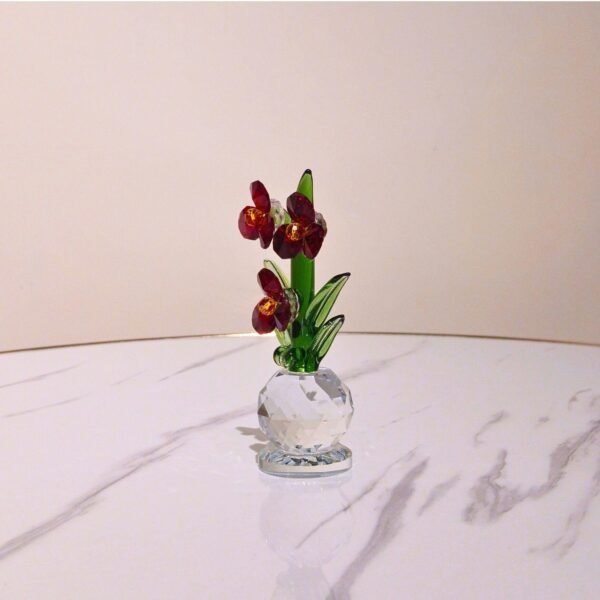 Crystal Flower Pot Showpiece – Glass Decor for Home, Car & Gifting