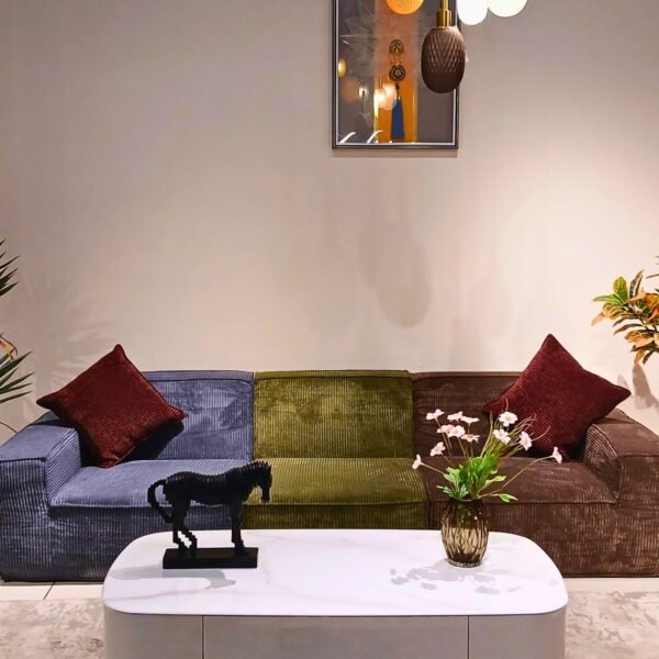 3-Seater Fabric Sofa – Compressed Design, Available in 3 Beautiful Colors
